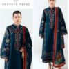Hussain Rehar DHK-657 3 Piece Winter Dhanak Embroidered Luxury Suit featuring front full embroidery and digital print wool shawl.