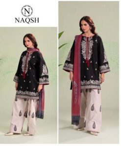 New Winter Arrival Naqsh Dhanak DHK-665 3 Piece Suit featuring front full embroidery and digital print wool shawl.