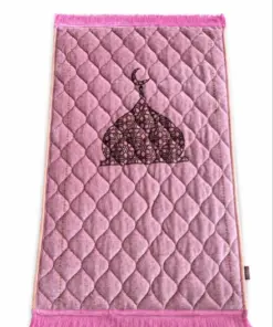 Pink Foam Jai Namaz with Soft Fabric, Comfortable Foam Padding and Elegant Islamic Design