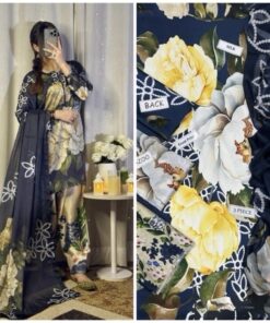 Lulusar NT-1009 Tie N Die Digital Printed Shamooz Silk 3 Piece Suit for Women