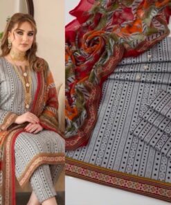Lulusar NT-1019 Premium Shamooz Silk Digital Printed Shirt Trouser Dupatta