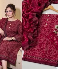 Lulusar NT-1016 Digital Printed Tie N Die Shamooz Silk Three Piece Dress
