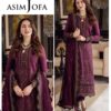 Asim Jofa DHK-683 winter dhanak embroidered 3 piece suit featuring front full embroidery and digital print wool shawl