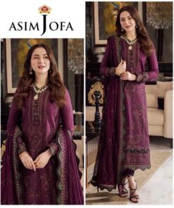 Asim Jofa DHK-683 winter dhanak embroidered 3 piece suit featuring front full embroidery and digital print wool shawl