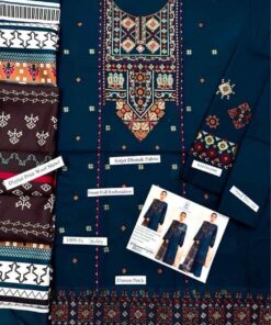 The artistic vision of this unstitched suit is truly captivating. The shirt commands attention with its majestic front full embroidery, displaying a gorgeous interplay of floral motifs and contemporary symmetry. This intricate needlework flows beautifully into the sleeves embroidery, giving you and your tailor the creative freedom to craft an undeniably high-end silhouette.