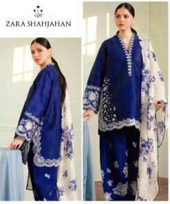 Zara Shahjahan DHK-686 Winter Dhanak Suit Front Heavy Embroidery With Digital Print Wool Shawl