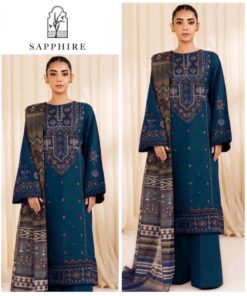 Sapphire DHK-684 winter dhanak suit front full embroidery with digital wool shawl