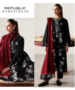 Republic by womenswears DHK-688 winter dhanak suit front full heavy embroidery with embroidered shawl