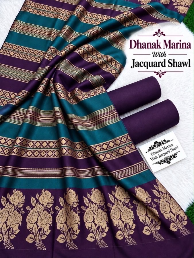 Winter fashion should never compromise on comfort. The premium Dhanak Marina material is renowned in Pakistan for trapping body heat while remaining lightweight on the shoulders. The accompanying Fancy Wool Shawl is thick enough to protect you from the harsh December and January chills without feeling excessively bulky. This guarantees that you remain comfortable from day to night. Looking for a slightly different texture for your winter days? Explore the beautiful Winter Khaadi Suit PR-114.