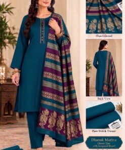 Premium Dhanak Marina Winter Unstitched 3 Piece Suit PR-118 Abu Hurairah Fabrics