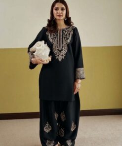 Urge DN-348 Premium Pure Dhanak 2 Piece Heavy Embroidered Winter Suit by Abu Hurairah Fabrics
