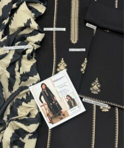 Baroque DHK-720 (Detail Image): Dhanak embroidered winter shawl and premium dyed trousers of the Baroque DHK-720 unstitched suit.