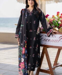 Afsanah DHK-668 Dhanak Winter Embroidered 3 Piece Luxury Suit featuring front and daman heavy embroidery with a digital printed dupatta.