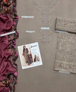 The true luxury of the JAZMIN DHK-673 suit begins with its high-grade foundation: the superior quality Dhanak fabric. Celebrated for its heavyweight yet exceptionally soft weave, Dhanak provides brilliant thermal insulation against the harsh winter chill. This ensemble features a finely woven unstitched shirt paired with an incredibly durable Dhanak trouser base, ensuring a structured, tailored drape that retains its pristine, brand-new feel across multiple winter seasons.
