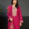 Kokum DHK-669 Dhanak Winter Embroidered 3 Piece Luxury Suit featuring front and daman heavy embroidery with a digital printed dupatta.