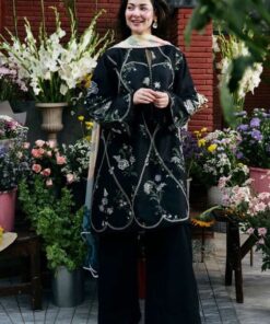 Coco By Zara Shahjahan DHK-670 Dhanak Winter Embroidered 3 Piece Luxury Suit featuring front and daman heavy embroidery with a digital printed dupatta.