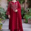 Batik DHK-679 Winter Dhanak Embroidered 3 Piece Luxury Suit featuring front and daman heavy embroidery, dyed trouser, and a dhanak embroidered shawl.