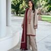 Khaadi DHK-678 Winter Dhanak Embroidered 3 Piece Suit featuring front and daman heavy embroidery, embroidered trouser, and a dhanak embroidered shawl.