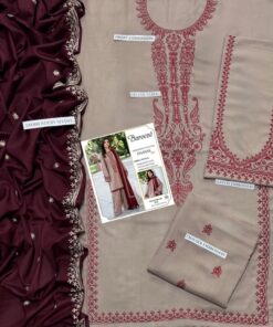 To elevate the solid Dhanak base to pure haute couture, this premium suit is paired with a breathtaking Dhanak Embroidered Shawl. Unlike basic printed dupattas, this lavish shawl features rich, intricate threadwork throughout, offering maximum warmth, a gorgeous drape, and immense formal grandeur. It shares the same high-end appeal as the celebrated Khaadi KH-608 Dhanak Suit.