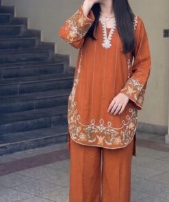 Urge DN-386 Pure Dhanak 2PC Heavy Embroidered Winter Suit 