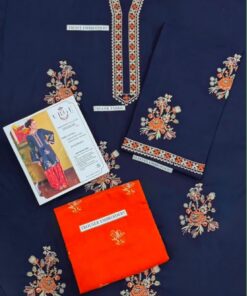 Prepare to be captivated by the artistic craftsmanship of this winter dress. The centerpiece is a stunning front heavy embroidered shirt that showcases highly intricate, traditional threadwork. This lavish detailing gracefully extends to the sleeves heavy embroidered motifs and a masterfully crafted daman heavy embroidered border, creating a rich, regal look from top to bottom. To elevate the entire outfit, it is paired with an embroidered trouser, offering the same flawless cohesion you would find in the magnificent Urge DN-342 Pure Dhanak 2Pc Embroidered collection.