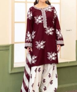 Aisling DHK-692 heavy embroidered pure Dhanak suit with digital printed dupatta