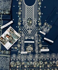 Premium Dhanak embroidered dress with coordinated digital printed dupatta