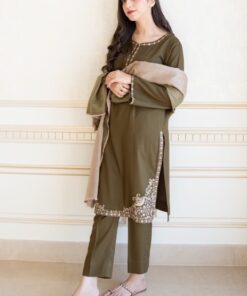 Jazmin Pure Dhanak collection suit with decorative sleeves and daman