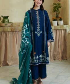 Jazmin DHK-701 heavy embroidered Dhanak shirt with stylish printed dupatta