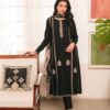 Pakistani winter Dhanak outfit with heavy embroidery and printed dupatta
