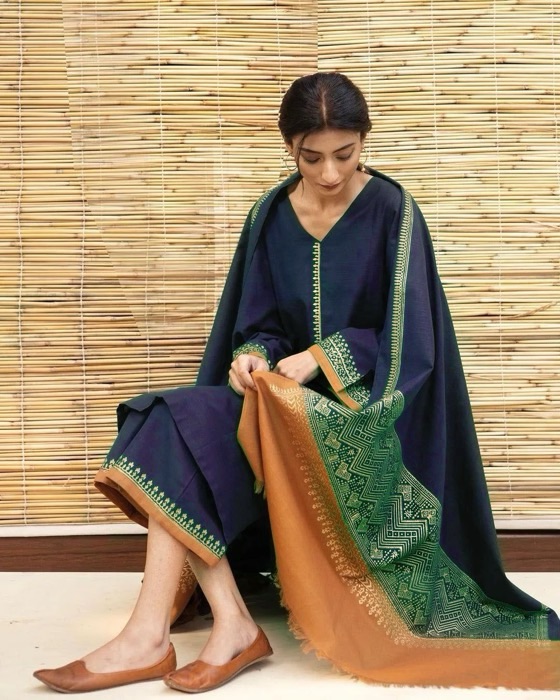 Jazmin DHK-702 premium Pakistani winter dress with embroidered daman