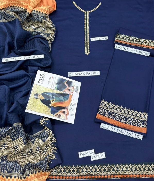 Jazmin DHK-700 elegant winter 3 piece suit in Pure Dhanak fabric
