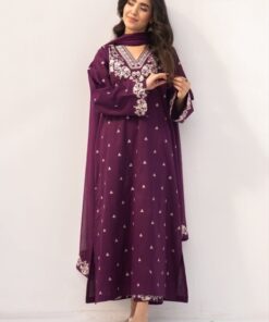 Pezwaan DHK-710 Winter Dhanak Embroidered 3 Piece Outfit for Formal Wear