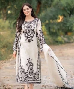 Asim Jofa DHK-706 Winter Dhanak Embroidered 3 Piece Suit Front View