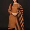 Traditional multani khaadi 3 piece dress material for winter wear designed exclusively by Abu Hurairah Fabrics.