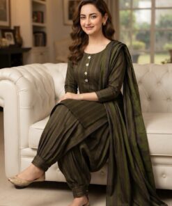 Unstitched winter multani khaadi fabric bundle showing shirt, trouser, and dupatta pieces in a rich check susi pattern.