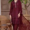 Crimson CR-989 Chiffon Chickenkari 3 Piece Dress with Cutwork Dupatta