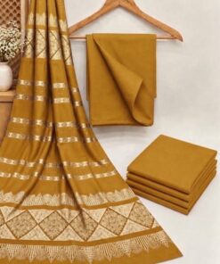 Premium pure Dhanak winter suit with a dazzling wool sequence shawl by Abu Hurairah Fabrics