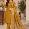 Elegant plain Dhanak unstitched suit paired with a heavy sequence wool shawl for women