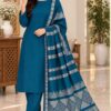 Women's cozy Dhanak winter wear with a plain shirt and heavy fancy wool sequence shawl