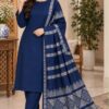 Pure Dhanak 3-piece unstitched winter suit with a fancy wool sequence shawl by Abu Hurairah Fabrics