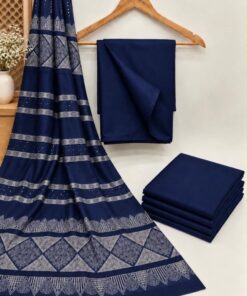 Women's plain Dhanak shirt and trouser paired with a luxury sequence woolen shawl for winter wear