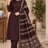 Pakistani unstitched 3-piece winter collection featuring premium Dhanak fabric and a fancy shawl