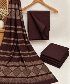 New winter hit design pure Dhanak dress with an elegant wool sequence shawl from Abu Hurairah Fabrics