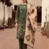 Elegant 3-piece ladies unstitched dress highlighting the warm khaddar fabric for winter styling 