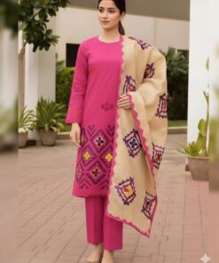 Warm and cozy ladies winter khaddar dress DHK-767 displayed in vibrant seasonal colors 