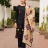 Full flat lay layout of the 3-piece khaddar embroidered winter dress DHK-763 showcasing the warm dupatta 