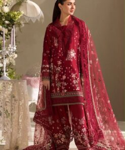 Full model look wearing the exclusive Noor DHK-776 winter dhanak embroidered shawl suit 