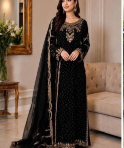 Haris Shakeel HS-996 fully heavy embroidered luxury chiffon suit front and back