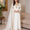 Haris Shakeel HS-993 heavy embroidered luxury 3 piece chiffon suit front and back view